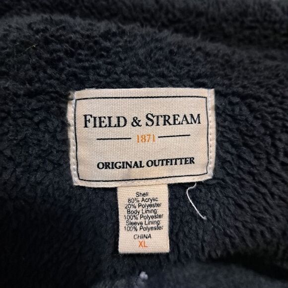 Vintage Field & Stream Zip-Up Sweater Fleece Lined Jacket Embroidered XL Gray - Picture 5 of 16